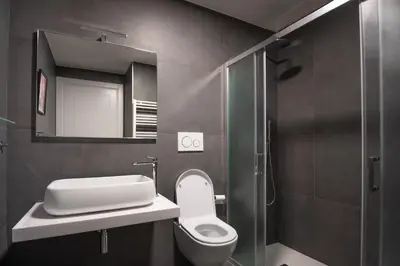 a bathroom with a toilet and a picture of a giraffe at Labicant Casa Vacanze Roma in Rome
