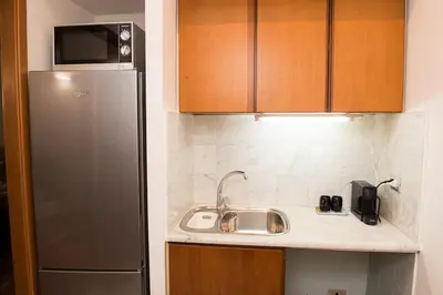 a kitchen with a sink and a refrigerator at Braliu Apartment in Rome