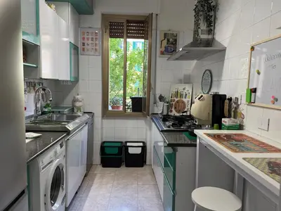 a kitchen with a sink and a washing machine at ALCAVE holiday home in Rome