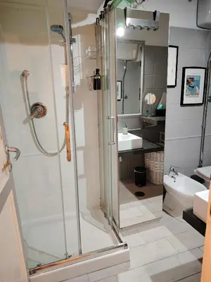 a bathroom with a shower and a sink at Casetta indipendente Testaccio Roma Centro in Rome