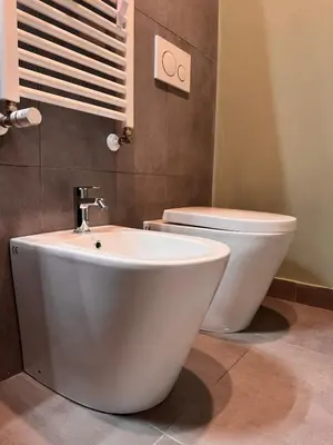 a bathroom with a white toilet and a bidet at LRV Apartment Roma Metro B Conca d'Oro in Rome