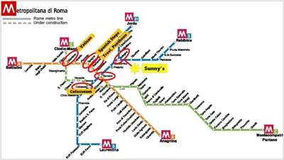 a map of the subway stations in singapore at Sunny's Suite - 8min from Colosseum in Rome