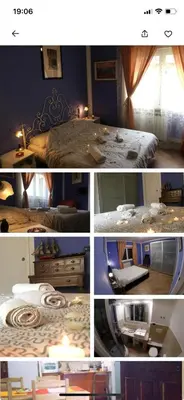 a collage of four pictures of a bedroom at A casa di Simone in Rome
