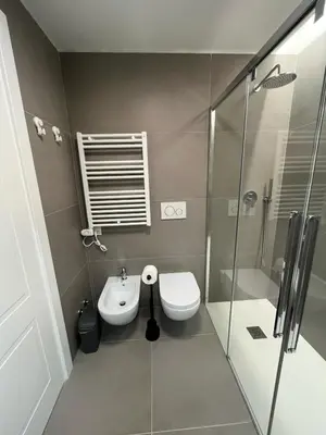 a bathroom with a toilet and a sink and a shower at GioLu Colosseo in Rome