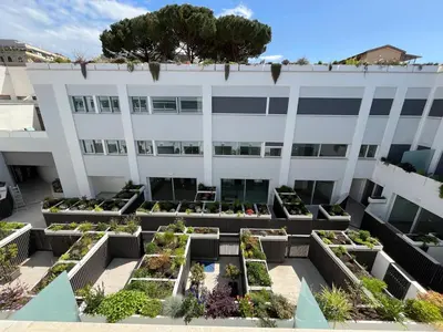 a large white building with a lot of plants at GioLu Colosseo in Rome