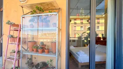 a room with a window with potted plants in it at La Casa di Livietta in Rome