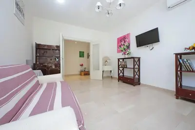 a living room with a bed and a tv at Vatican Francy's House - San Pietro Rome in Rome