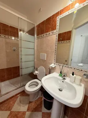 a bathroom with a toilet and a sink and a shower at ROMA Classica in Rome