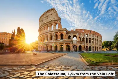 the colosseum from the vatican lotolean at Veio Loft in Rome