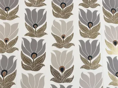 a pattern of gold and white flowers on a white background at Terrace Apartment Monte del Gallo by St Peter in Rome