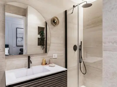 a bathroom with a sink and a shower at The Best Rent - Prestigious multi-bedroom apartment overlooking St. Peter’s in Rome