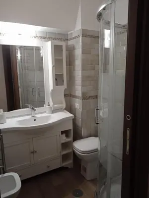 a bathroom with a toilet and a sink and a shower at Alloggio turistico Artù in Rome