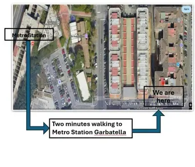 a map of a city with two municipalities walking to metro station caratha at Bella Roma Stay in Rome