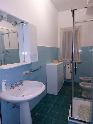 a bathroom with a sink and a glass shower at La Casa Dei Nonni al Vaticano in Rome