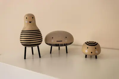a group of three vases sitting on a floor at Hadrian's House in Rome