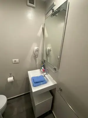 a bathroom with a white sink and a mirror at Domus Pacis in Rome