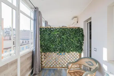 a balcony with a green plant on a wall at B&B Damagi in Rome