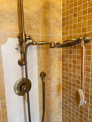 a shower with a shower head in a bathroom at Family Suite Santamaria in Rome