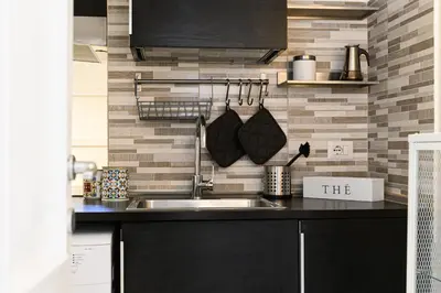 a kitchen with a sink and a counter at Sanniti Luigi Cozy Home in Rome