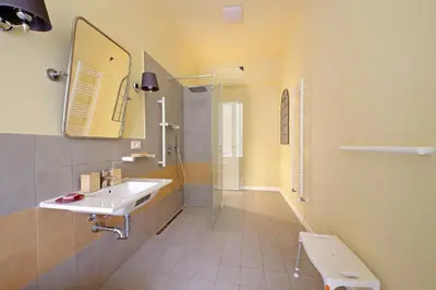 a bathroom with a sink and a shower at Gioia's Home in Rome