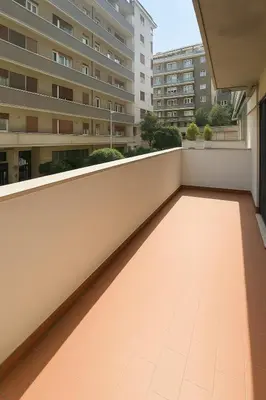 an empty balcony in a building with a building at Parthenope Vatican House in Rome