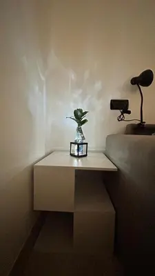 a small table with a plant in a vase on it at Antony house in Rome