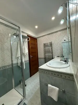 a bathroom with a sink and a shower at Residenza Tulipano in Rome