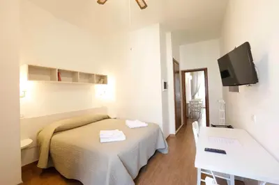 a hotel room with a bed and a television at B&B Mazzini in Rome