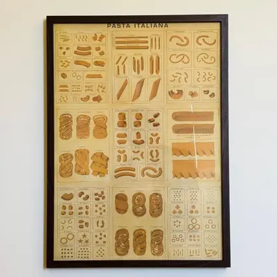 a framed picture of a display of different types of bread at Casa Campani 56 in Rome