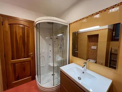 a bathroom with a shower and a sink at Paolina lovely apartment in Rome