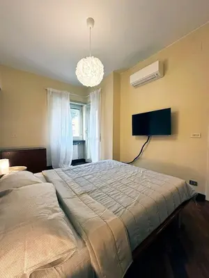 a bedroom with a large bed and a tv at Casa Anna Vaticano in Rome