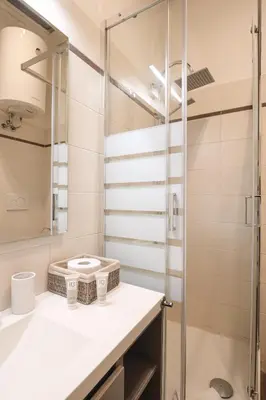 a bathroom with a shower and a sink at Beautiful Apartment in the Heart of Rome in Rome