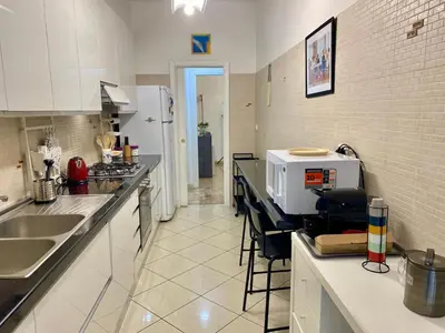 a kitchen with a counter top with a microwave at Mary's Apartment - House for 4 people - Close to the Vatican in Rome