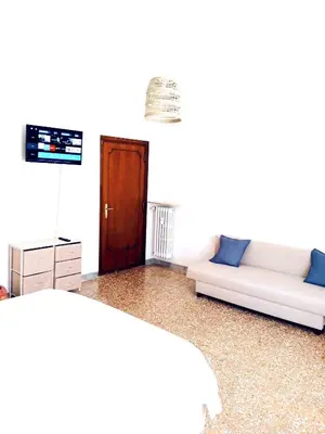 a living room with a couch and a tv at Domus Remo Room #3 in Rome