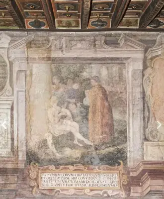 an overhead view of a staircase in a building at House-Museum Palazzo Podocataro in Rome