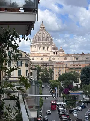 a view of a large building with a cathedral at Roma San Pietro - Elegante appartamento con vista in Rome