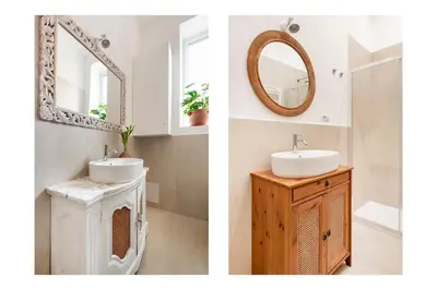 a bathroom with a sink and a mirror at Davìta - Casa Leda in Rome