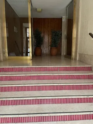 a set of stairs with potted plants in a building at Next Stop Vatican Guest House in Rome
