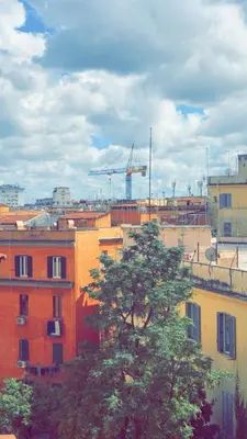 a tree in the middle of a city with buildings at BANGA HOUSe in Rome