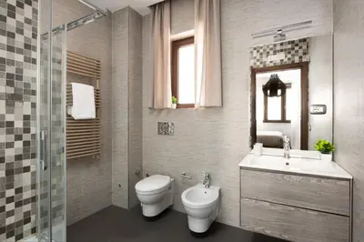 a bathroom with a toilet and a sink and a shower at Vatican Loft - Mura Vaticane in Rome