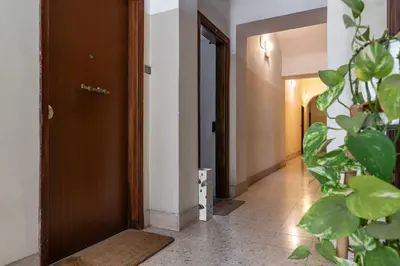 a hallway with a door and a plant at City Comfort - 20 minutes walk to the Colosseum in Rome