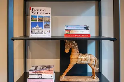 a bathroom with two sinks and a shower at Pied-à-terre Ponte Milvio in Rome