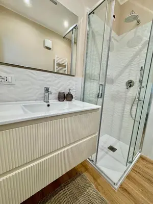 a bathroom with a sink and a shower at Domus Antea in Rome