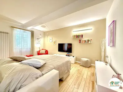 a bedroom with a large bed and a television at Colosseo - Venus House in Rome