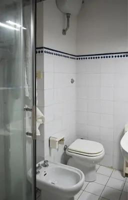 a bathroom with a toilet and a sink and a shower at Home in Parioli in Rome