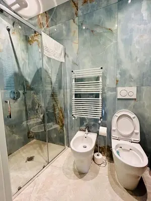 a bathroom with a toilet and a shower at Aura Roma in Rome