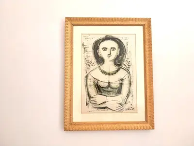 a drawing of a woman on a wall at A Casa di Vittoria in Rome