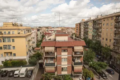 an overhead view of a city with buildings at Via Rocca House in Rome