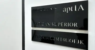 a display sign for the australian antiparticle istg at YCH-Vatican Superior Suite in Rome