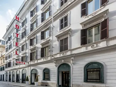 a rendering of the facade of the hotel nooit at Raeli Hotel Noto in Rome
